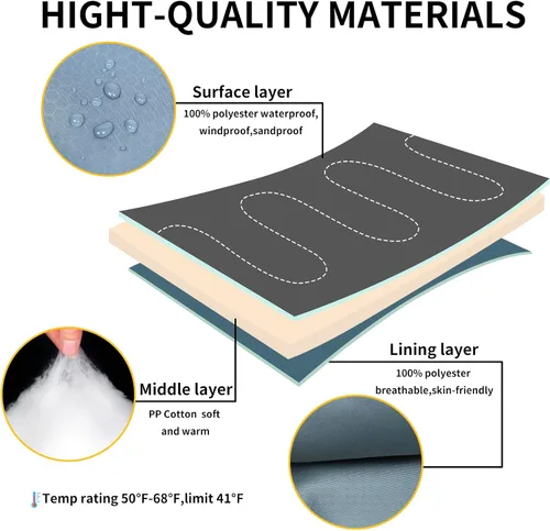 Vista 3 de Sacos de dormir para adultos y niños - 3 estaciones para clima frío y cálido, impermeables para acampar - Sacos de dormir ligeros para camping