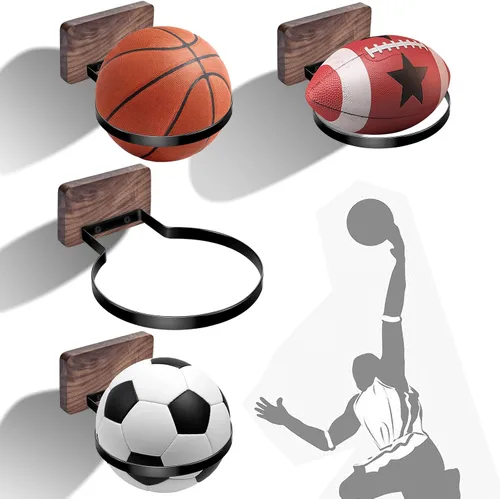 Vista 14 de Soporte de pared para baloncesto, múltiples bolas de almacenamiento, decoración de pared para baloncesto, fútbol, voleibol, colección de voleibol