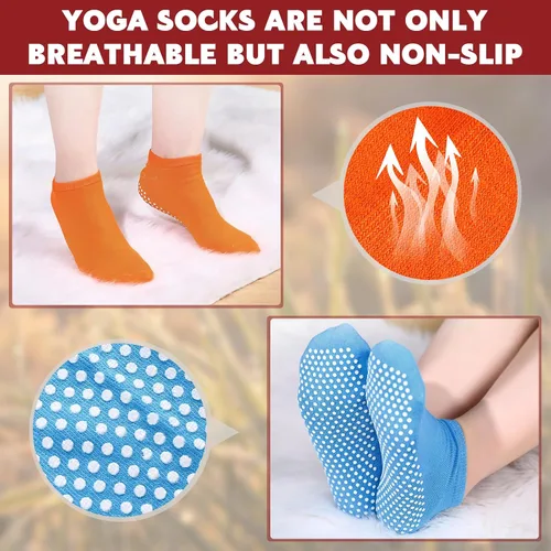 Vista 6 de Jspupifip 24 pares de calcetines de agarre de pilates a granel para mujeres, calcetines de yoga antideslizantes para el hogar, hospital, calcetines
