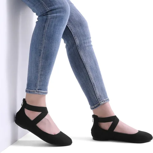 Vista 5 de Dream Pairs - Zapatos planos cómodos y de moda para mujer, con correas elásticas para el tobillo