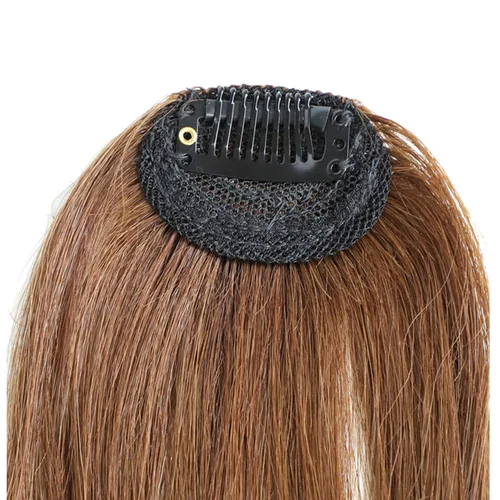 Vista 8 de Flequillo con clip, 100% cabello humano real, extensiones de cabello con clip, flecos con sienes para mujer, flequillo curvado, uso diario