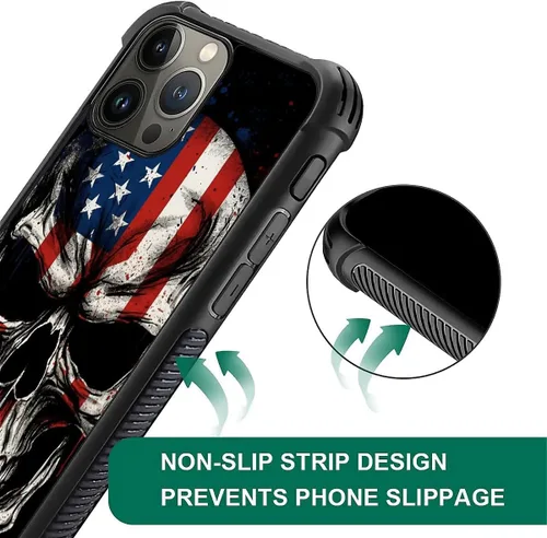 Vista 431 de Funda compatible con iPhone 8, a prueba de golpes, antiarañazos, bandera de ciervos de cola blanca de grano de madera estadounidense