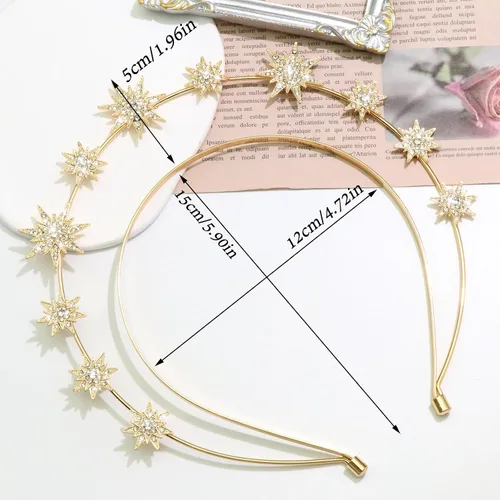 Vista 2 de Halo Crown Stars Rhinestone Crown Headbands Goddess Headpiece Crystal Halo Headbands