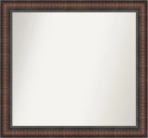 Vista 158 de Amanti Art Espejo de baño marrón para sobre el fregadero, 24 x 24 pulgadas, espejo de tocador cuadrado marrón Caleb, marco de madera rústica