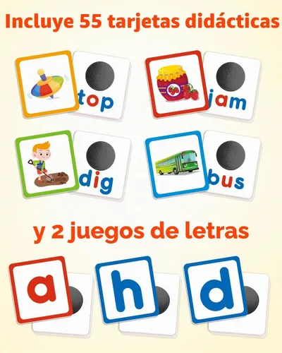 Vista 3 de Coogam - Constructor de palabras CVC, juegos magnéticos de palabras visuales con tarjetas, juego de lectura y ortografía de emparejamiento