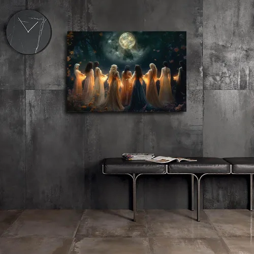 Vista 2 de Moon Calling Magic Witchy Ritual Mythical Wall Art Print - Póster de Halloween de bruja de invocación mística