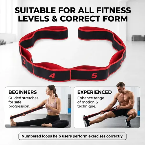 Vista 3 de Fitness Resistance Band for Stretching and Yoga, 8-Section Elastic Training Bands with Handles, Numbered Resistance Bands, Fashionable Puller