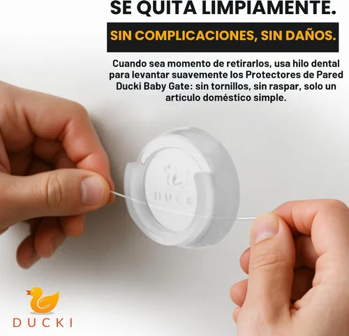 Vista 4 de Ducki - Protector de pared para puerta de bebé - Protectores autoadhesivos duraderos y reutilizables para bebés, puertas de mascotas, piezas
