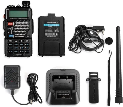 Vista 5 de BAOFENG UV-5R+ Plus Radio bidireccional, largo alcance para adultos, recargable con auricular, Walkie Talkie para exteriores, 144-148MHz 420-450MHz