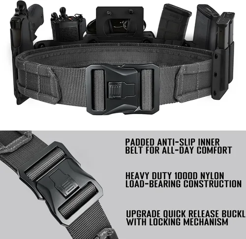 Vista 2 de Cinturón Battle Molle de grado militar, hebilla de liberación rápida de 2.0 pulgadas, cinturón táctico de aplicación de la ley Military Grade