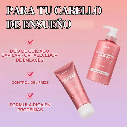 Vista 4 de KUNDAL Set de Champú y Acondicionador de Unión de Proteínas para Cuidado del Cabello Coreano, Reparación de Daños, Control del Frizz, Protección