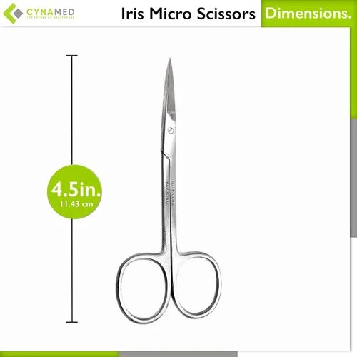 Vista 3 de Cynamed Iris - Tijeras de laboratorio de precisión de microdisección, punta fina recta, perfectas para médicos, enfermeras, EMS, estudiantes