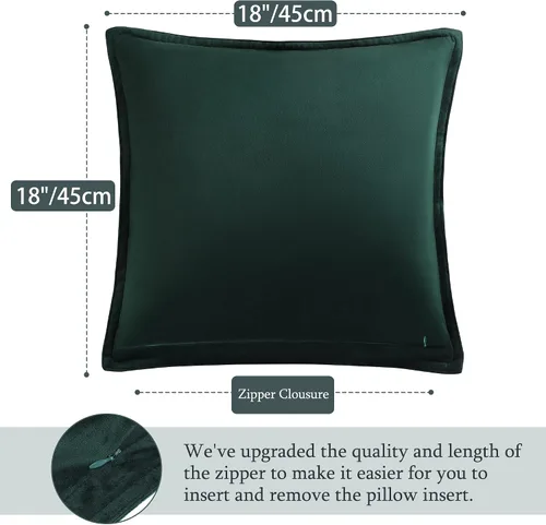 Vista 4 de PiccoCasa Juego de 2 fundas de almohada decorativas de terciopelo, fundas de almohada cuadradas sólidas y suaves para sofá o dormitorio, 18 x 18