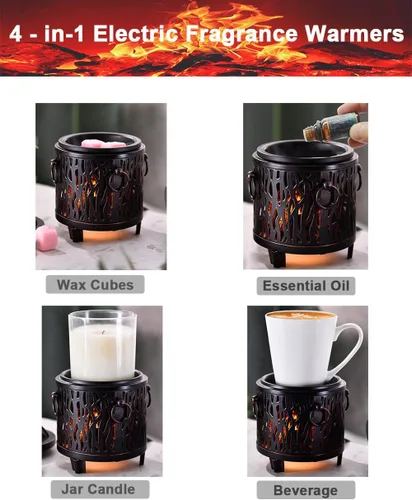 Vista 8 de Calentador de cera para chimeneas eléctricas, quemador de cera metálica, calentador de cera perfumada para regalos y decoraciones de oficina en casa