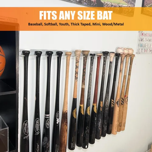 Vista 4 de Percha de exhibición de bate de béisbol para 5 bates o pelotas – Soporte vertical para bate y béisbol – Mejor que el vitrina Acrílico resistente