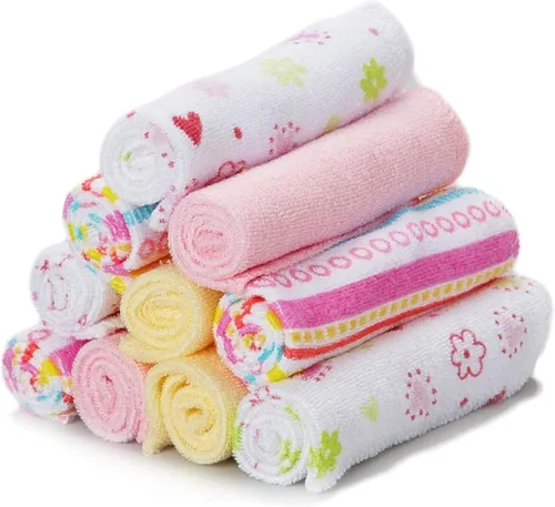 Vista 13 de Spasilk Juego de toallitas para niños y niñas recién nacidos, juego de toallas de rizo suave, paquete de 10, burbujas aguamarina, (010-1201)
