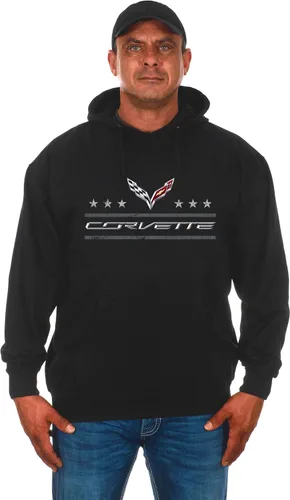 Vista 2 de JH DESIGN GROUP Sudadera con capucha Chevy Corvette C7 para hombre con bandera estadounidense de 2 caras