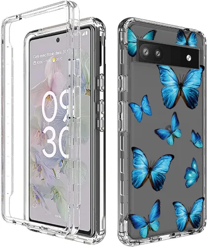 Vista 6 de Funda para Pixel 6A, (no compatible con Pixel 6) GX7AS con protector de pantalla de vidrio templado, suave 360 cuerpo completo a prueba de golpes
