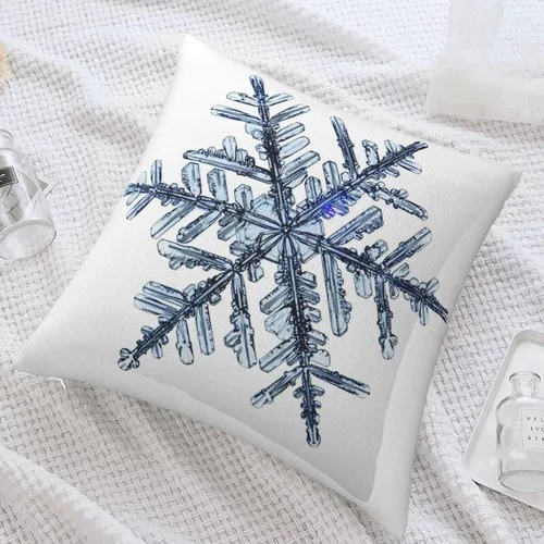 Vista 6 de VARUN Fundas de almohada de copo de nieve transparentes con fondo blanco, diseño artístico de invierno, fundas de almohada cuadradas para decoración