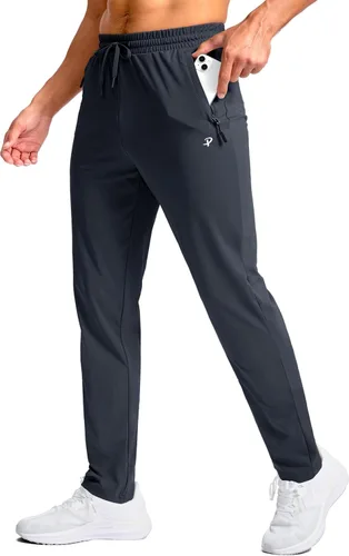 Vista 11 de Pudolla Pantalones deportivos altos para hombre con entrepierna de 32/34/36/38 pulgadas con bolsillos con cremallera, pantalones deportivos ligeros