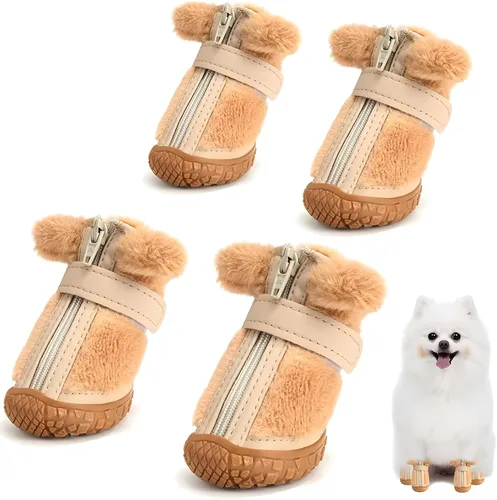 Vista 11 de Zapatos para perros pequeños, botas transpirables para perros, protectores de patas para pavimento caliente, nieve de invierno, botines para perros