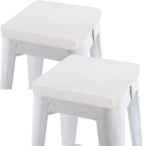 Vista 11 de baibu Juego de 2 cojines cuadrados de espuma viscoelástica de 12 pulgadas, diseño de doble capa con lazos, cojín cuadrado para silla para taburetes