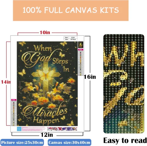 Vista 2 de Kits de pintura de diamantes de Cristo para adultos principiantes, flores de mariposa 5D de taladro completo, kits de arte de diamantes redondos