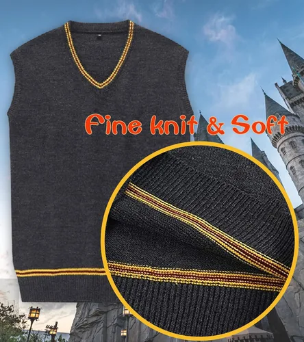 Vista 6 de Suéter chaleco de punto con cuello en V sin mangas para Halloween, cosplay, chaleco, chaleco unisex para otoño e invierno