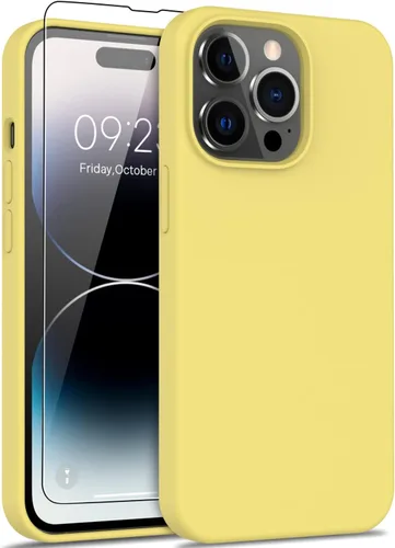 Vista 48 de bemal Funda para iPhone 14 Pro con protector de pantalla, silicona líquida de ajuste delgado, forro de microfibra suave, diseñada para mujeres