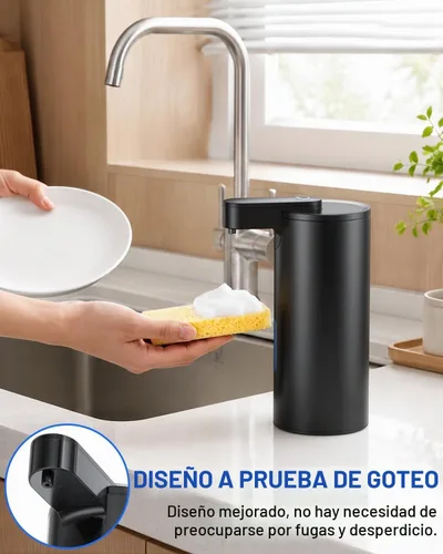Vista 5 de Fantictas Dispensador de jabón espumoso sin contacto, bomba sin contacto Negro