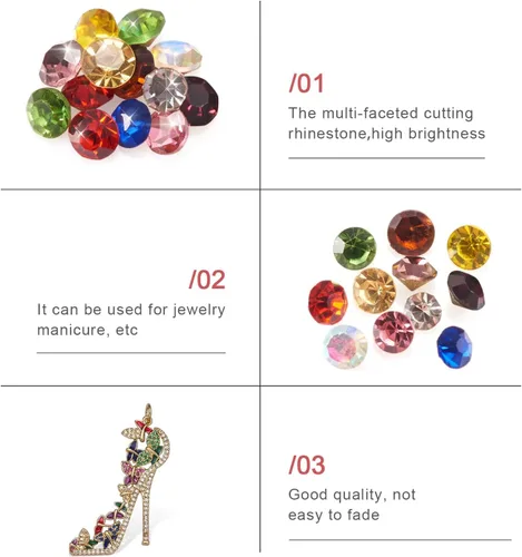 Vista 3 de Cheriswelry 5500 piezas de diamantes de imitación de cristal facetados con diamantes de imitación de cristal en punta de 0.079 pulgadas, 11