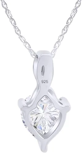 Vista 3 de Juego de collar y aretes con colgante de zafiro blanco simulado en forma de corazón y diamantes de plata esterlina