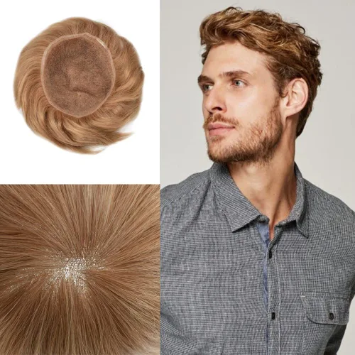 Vista 79 de Toupee para hombres Toupee - Sistema de reemplazo de cabello humano completo de poli piel fina para hombre, postizos inyectados PU para hombre
