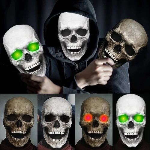 Vista 7 de TGYYJH11 - Máscara de Halloween, máscara de esqueleto humano 3D con mandíbula móvil, máscara de Halloween para adultos (blanco, tamaño universal)