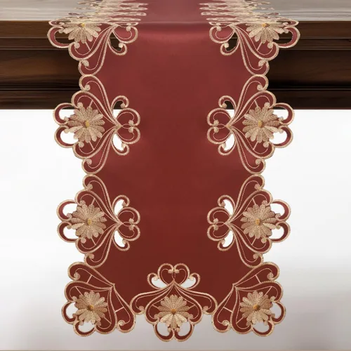 Vista 23 de DECOZEN Camino de Mesa Navideño Dorado con Ciruela – Bufanda Decorativa Bordada para Comedor y Tocador para Mesas Navideñas, Bodas y Fiestas – 14 x
