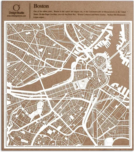 Vista 24 de O3 Design Studio Aberdeen - Mapa de papel cortado en papel blanco de 12 x 12 pulgadas