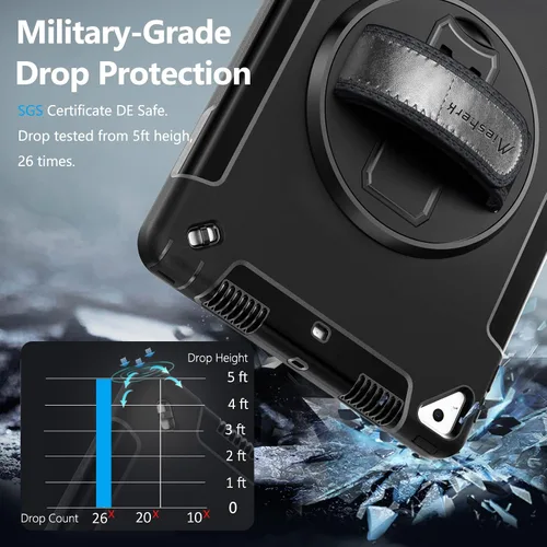 Vista 5 de Miesherk Funda para iPad 10.2 9ª generación 2021: cubierta resistente a prueba de golpes de grado militar para iPad de 10.2 pulgadas 2021 - Soporte