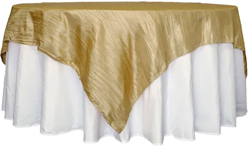 Vista 39 de Efavormart - Mantel cuadrado de tafetán arrugado de acordeón beige de 72 x 72 pulgadas