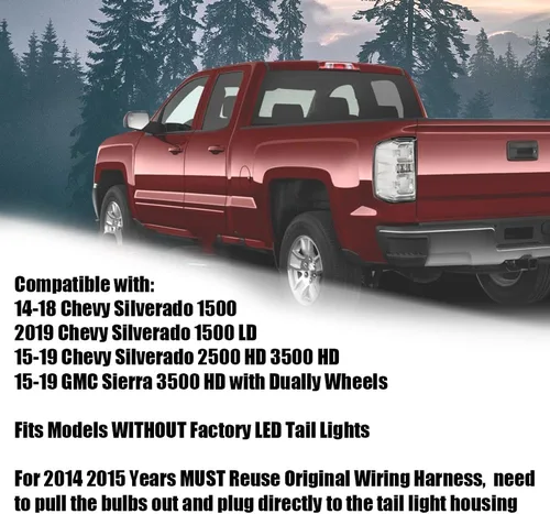 Vista 3 de PIT66 Luces traseras compatibles con Chevy Silverado 1500 2500 HD 2016-2019, compatibles con GMC Sierra 3500 HD 2016-2019, lámparas de freno
