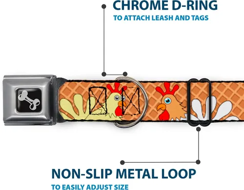 Vista 5 de Buckle-Down Collar de perro con diseño de gofres y pollo de 9-15 pulgadas, pequeño