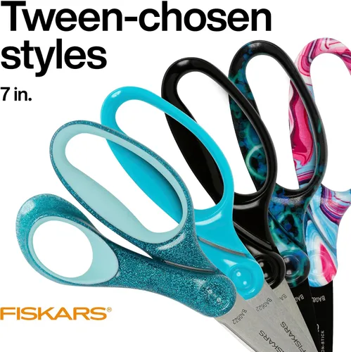 Vista 5 de Fiskars Tijeras para estudiantes de 7 pulgadas para niños de 12 a 14 años, tijeras para la escuela o manualidades, suministros de regreso a