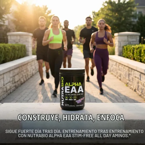 Vista 5 de NutraBio Alpha EAA - Aminoácidos de Todo el Día para el Crecimiento Muscular e Hidratación - Aminoácidos Esenciales con Nootrópicos y Adaptógenos