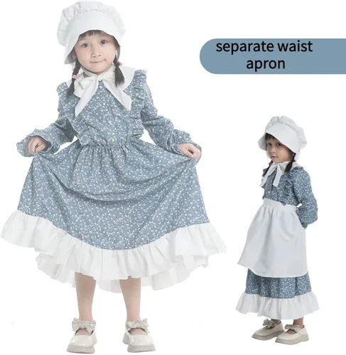 Vista 3 de Nuoqi Vestidos pioneros para niñas, disfraz colonial de Laura Ingalls Wilder