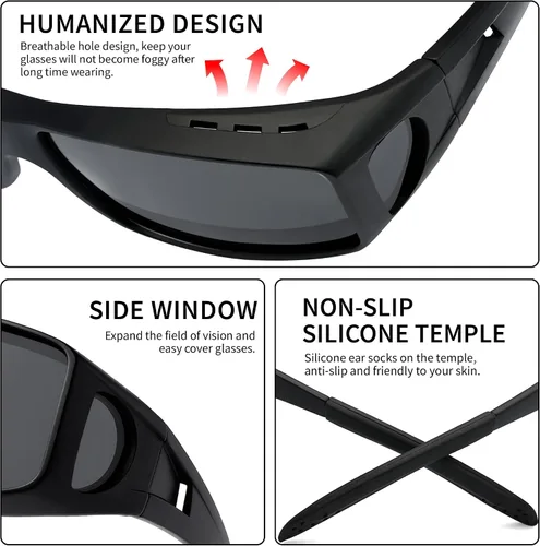 Vista 39 de Night Vision Driving Glasses for Men & Women - Polarized Anti Glare Fit Overs with Wrap-Around HD Yellow Lens