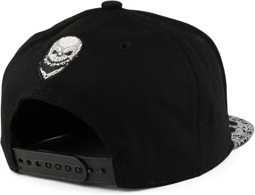 Vista 3 de Trendy Apparel tienda bordado de la Bandana snapback de calavera con estampado de cachemira Flatbill Cap