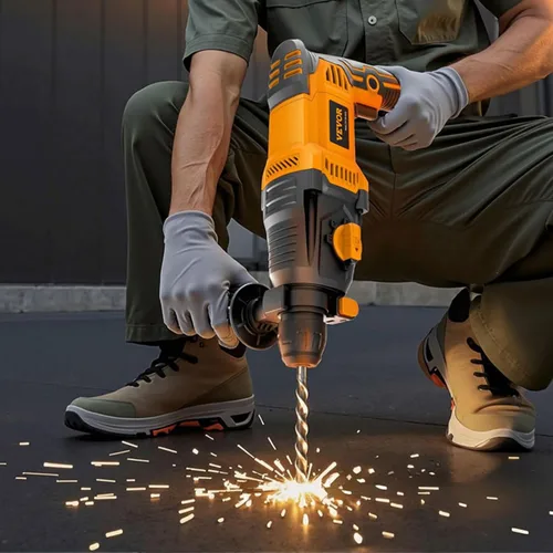 Vista 10 de VEVOR Taladro de martillo rotatorio SDS-Plus de 1 pulgada, taladros con cable de 8 amperios, martillos cinceladores resistentes con embrague