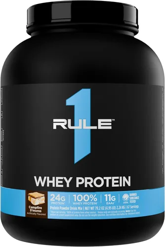 Vista 18 de Rule 1 Proteins Whey Protein Powder, Salted Carmel, 27 Servings