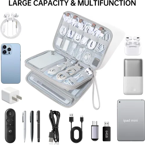 Vista 5 de CILLA Organizador de Electrónica para Viajes, Estuche Organizador de Cables de Viaje, Bolsa Compacta de Accesorios Electrónicos para Cable, Cordón