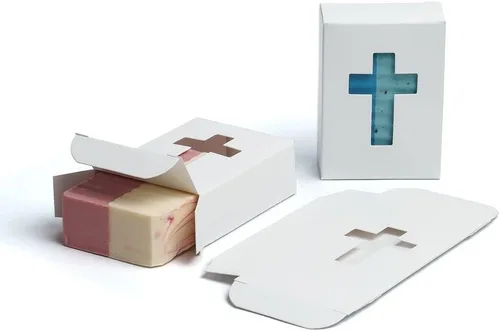 Vista 3 de Caja de jabón con ventana cruzada negra de 1,000 CYP - Embalaje de jabón casero - Suministros para hacer jabón - Hecho en Estados Unidos! - Caja