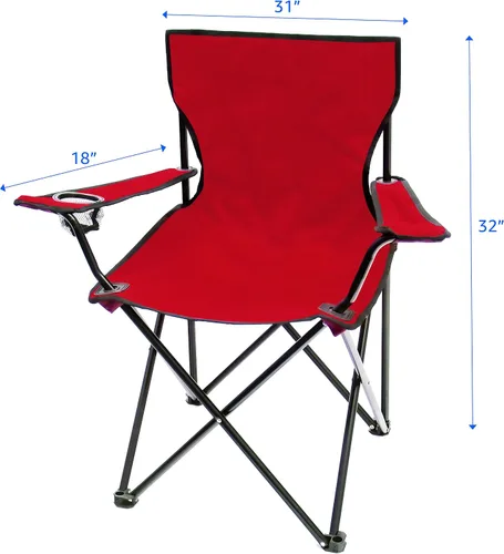 Vista 3 de Trademark Innovations Silla plegable de campamento de playa para exteriores, 18 pulgadas de largo x 31 pulgadas de ancho x 32 pulgadas de alto, rojo